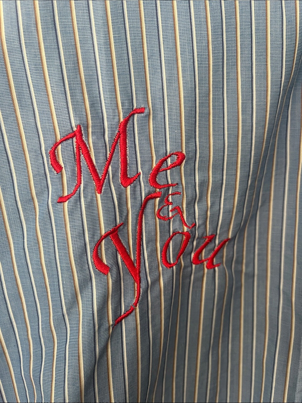“Me & You” Embroidered Custom Blue Button Down - Picture 5 of 7